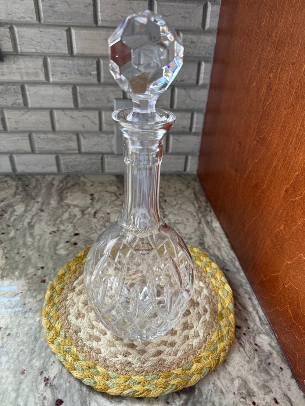 Vintage Wedgwood Clear Cut Lead Crystal Decanter from Yugoslavia